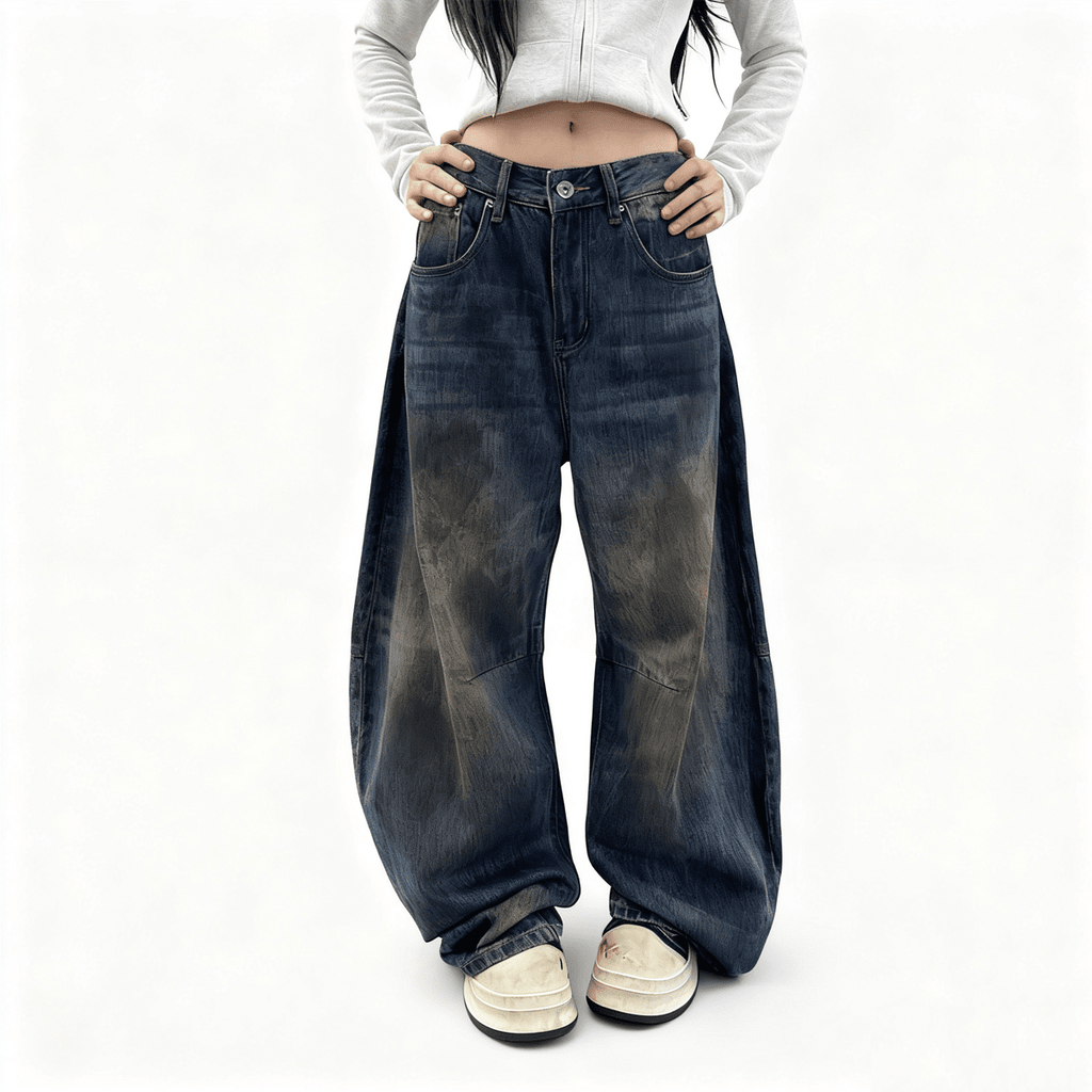 Unisex Patchwork Wide-Leg Jeans