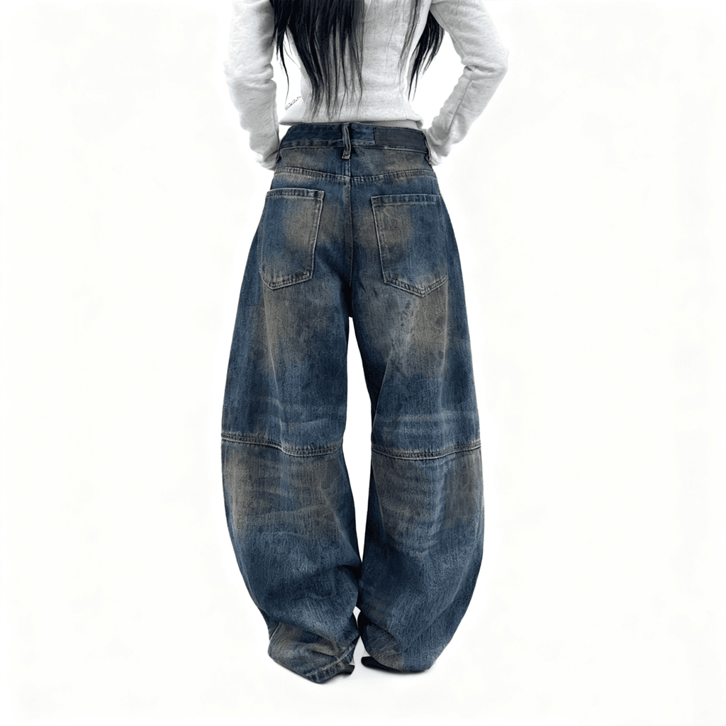 Unisex Patchwork Wide-Leg Jeans