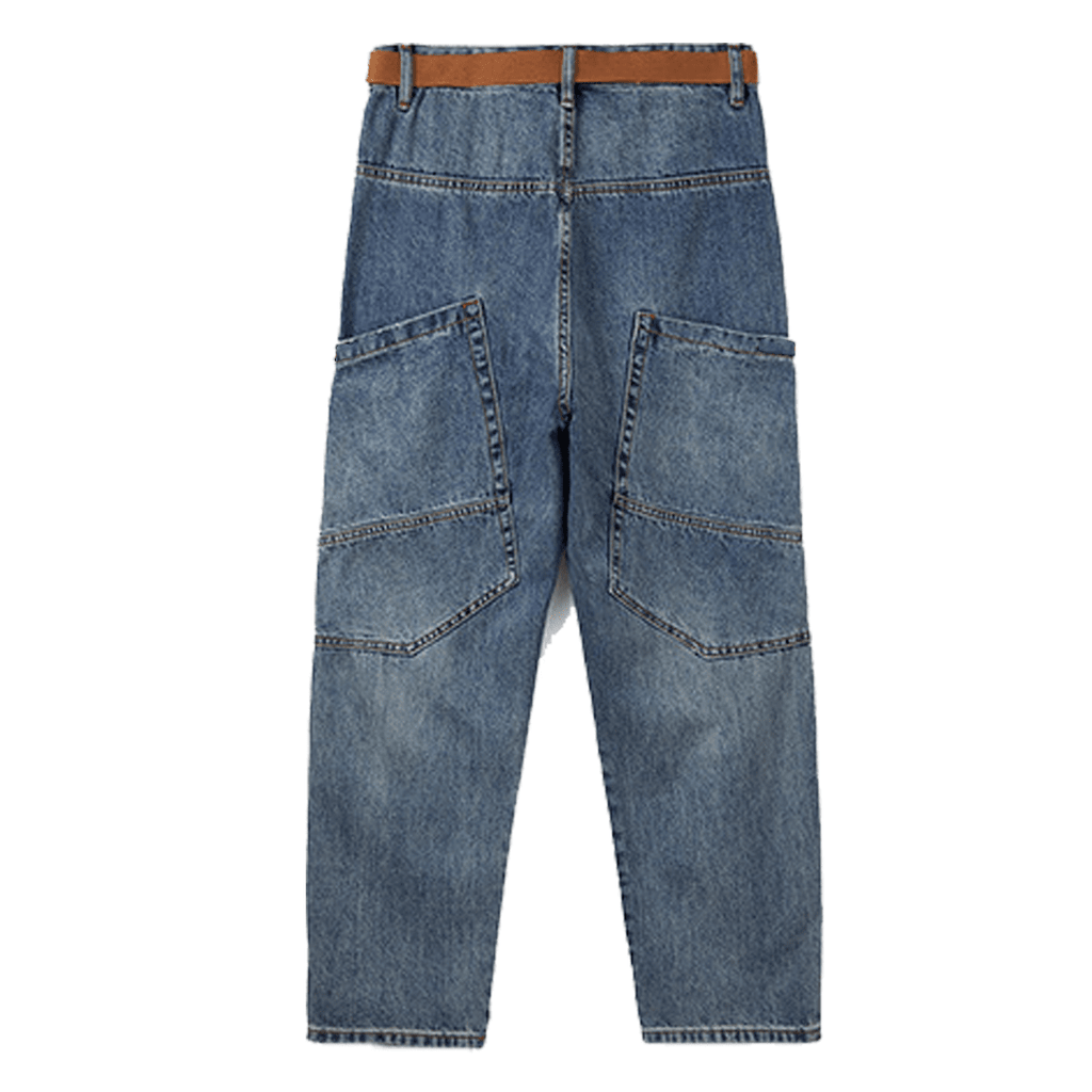Loose-Fit Harem Cargo Denim Jeans