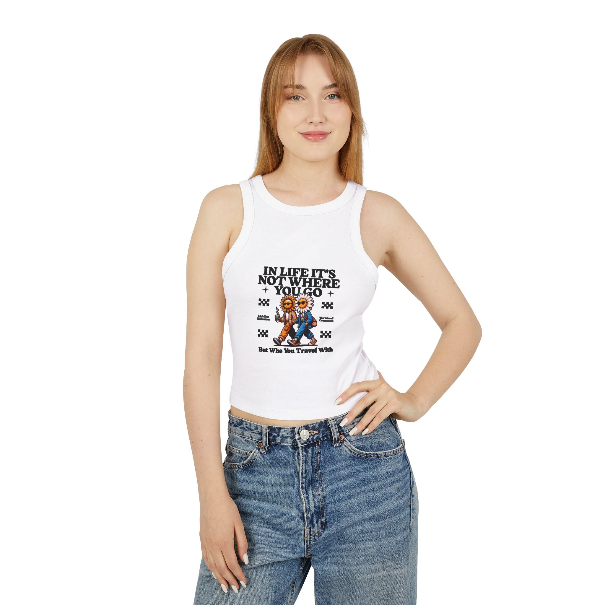 It's Not Where You Go Micro Rib Racer Tank Top