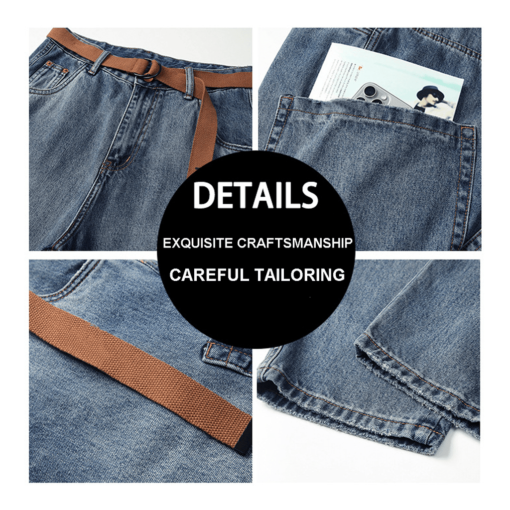Loose-Fit Harem Cargo Denim Jeans