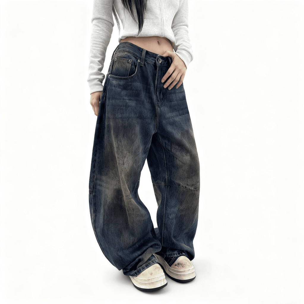 Unisex Patchwork Wide-Leg Jeans