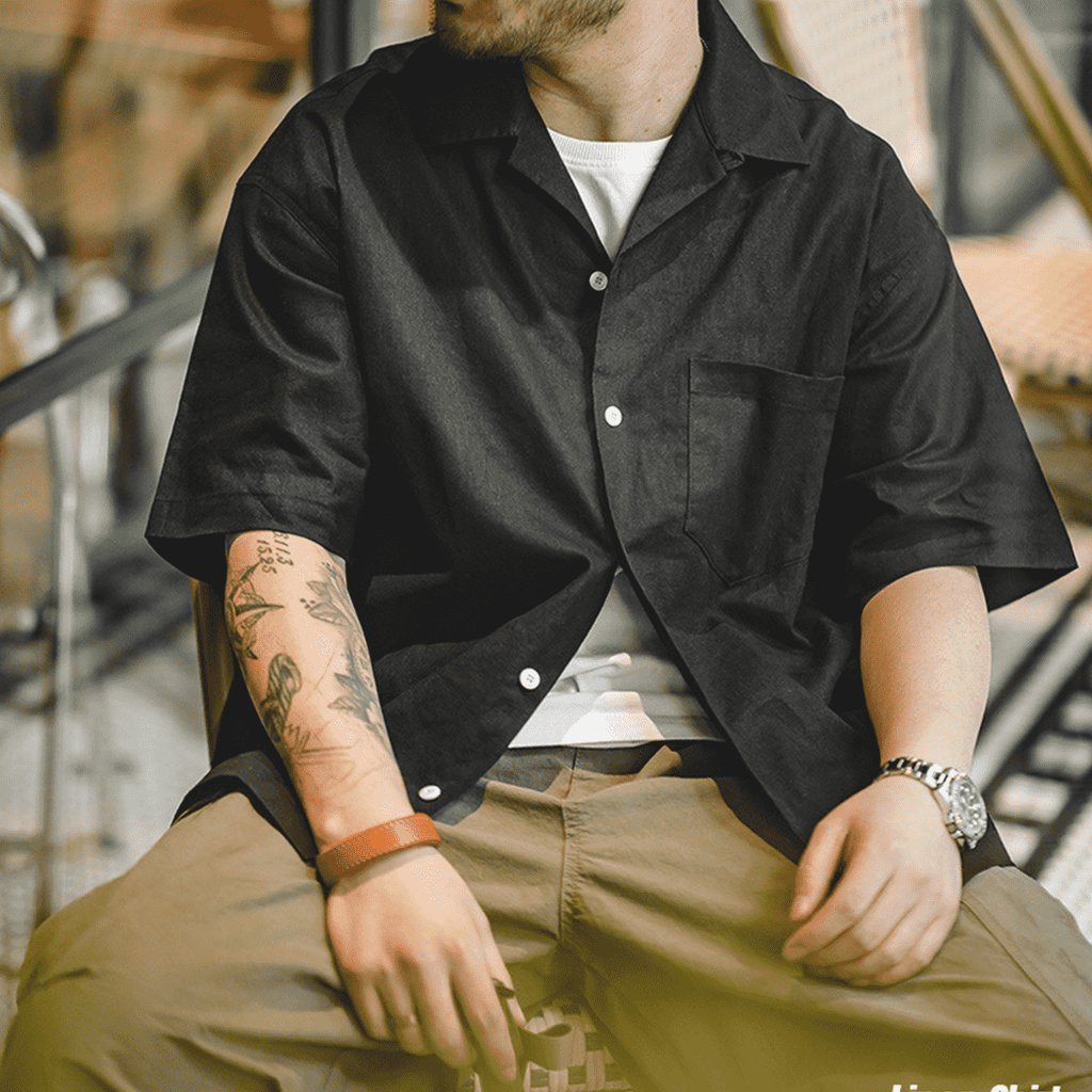 Cuban Collar Short-Sleeve Shirt