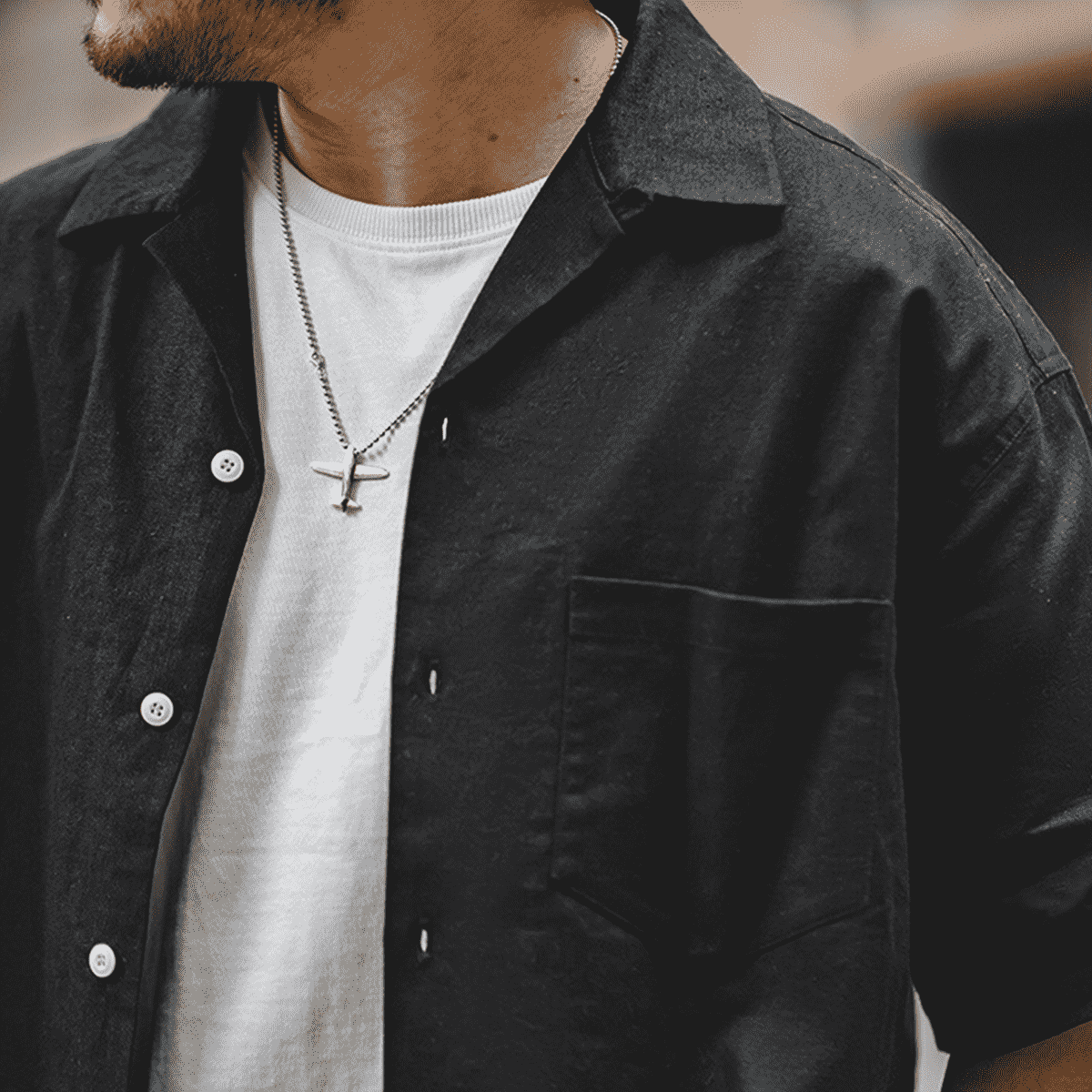 Cuban Collar Short-Sleeve Shirt